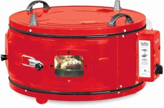 Teffo XL ronde elektrische oven - vrijstaand - thermostaat - 32 liter - rood