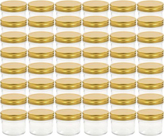 vidaXL Jampotten met goudkleurige deksels - 48 stuks - 110 ml - Glas