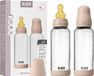 BIBS Biberon en verre - 240ml - Pack de 2 - Tétine en caoutchouc naturel - Blush