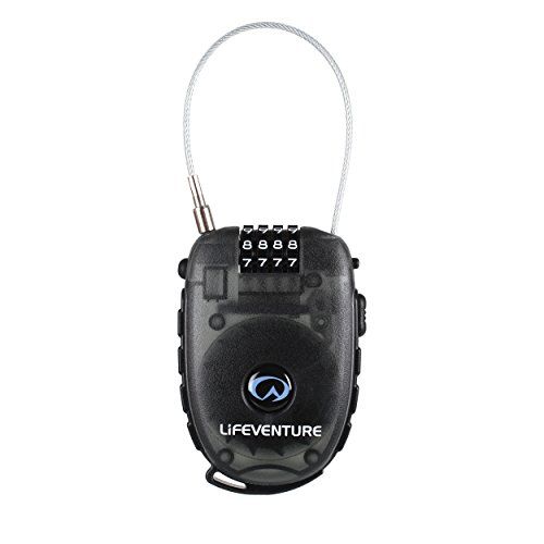 Lifeventure Kabelslot bagageslot met 90 cm intrekbare stalen kabelbeugel Mini 4 cijfercode combinatieslot voor koffers, fiets, ski, snowboard, kinderwagen en kinderwagen, zwart