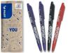 PILOT - Set van 4 FriXion Ball 07 - Uitwisbare pen met warmtegevoelige inkt - Navulbare rollerbalpen - 2 blauwe, 1 zwarte, 1 rode - Medium punt