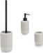 Zeller set de salle de bain/toilettes - 3x pièces - blanc - design rayé - céramique - aspect ciment