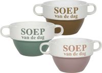 Bellatio Design Bols à soupe - Soupe du jour - 6x pièces - multicolore - céramique - D12 x H8 cm - Empilable