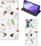 B2Ctelecom Beschermhoes OPPO Find X3 Lite Telefoonhoesje IJsjes - Book Case - Multi IJsjes