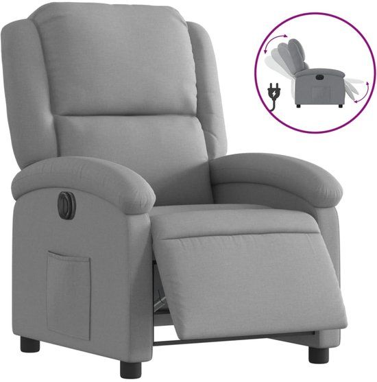 vidaXL Fauteuil elektrisch verstelbaar stof lichtgrijs