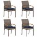 vidaXL Fauteuils de jardin 4 pièces Gris et bleu marine Polyrotin et acacia