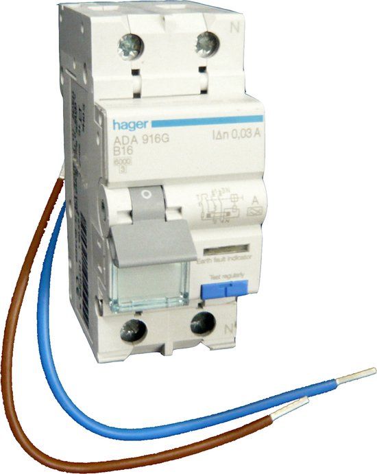 HAGER 16A 30mA klasse A - aardlekautomaat VKS02SA installatie