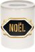 Bellatio Decorations Shoppartners Bv Spaarpot met voornaam Noel - wit - met goud/zwart embleem - 8 x 9 cm - keramiek - met afsluitdop - cadeau verjaardag