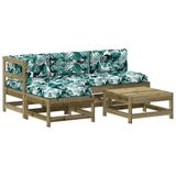 vidaXL 5-delige loungeset met kussens, geïmpregneerd grenenhout