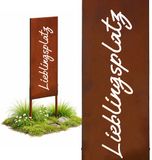 Relaxdays Tuindecoratie - metaal - edelroest - bruin - 85x28 cm - met tekst lievelingsplek
