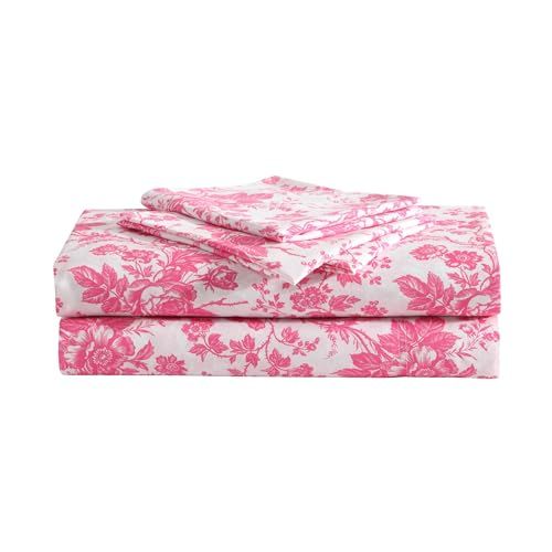 Betsey Johnson - Twee lakens, zacht en lichtgewicht beddengoed, vervagen en kreukbestendig (Betseys Toile Pink, Twin)