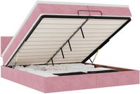 vidaXL Cadre de lit plateforme avec matelas, rose, 200 x 200 cm, velours