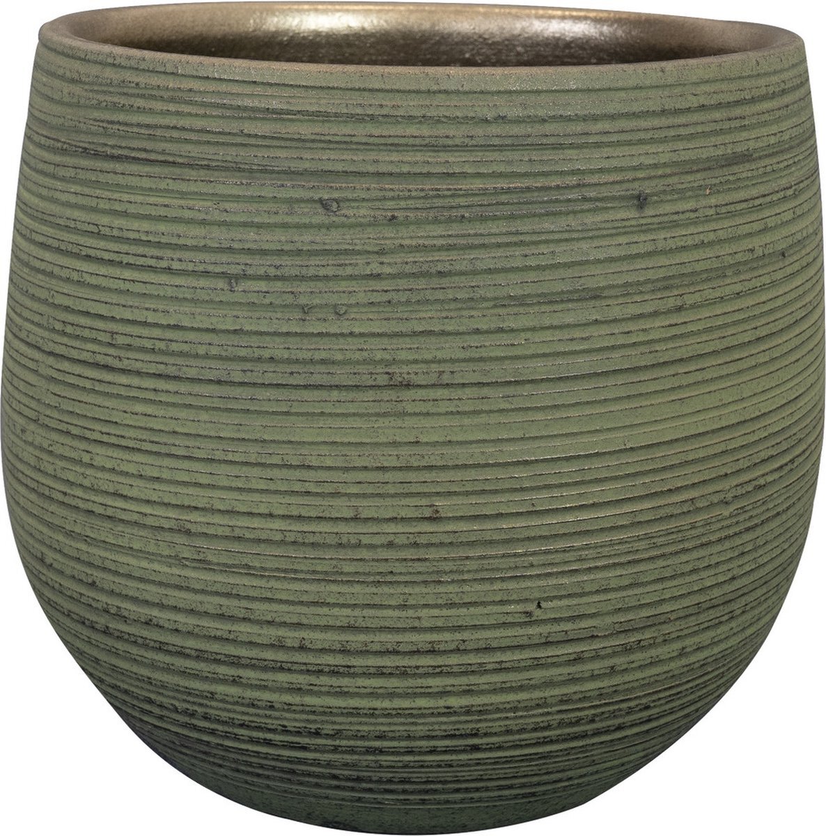 Steege, TER Steege Plantenpot/bloempot - keramiek - donkergroen stripes relief - D22/H20 cm