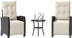 vidaXL Ensemble de bistro 3 pièces avec coussins, poly rotin, Noir