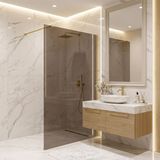 Rea Flexi Brown 80 - Rookbruin Glas 6 Mm - Douchewand - Geborsteld Goud 120x120x195Cm