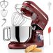Robot pâtissier - 2000 W - 6 vitesses et fonction pulse - Bol mélangeur inox 6,2 L - Rouge - Avec protection anti-éclaboussures