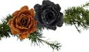 Cosy&Trendy Billiet - Vanlaere Kerstboomversiering bloemen op clip - 2x st - koper en zwart - 10 cm