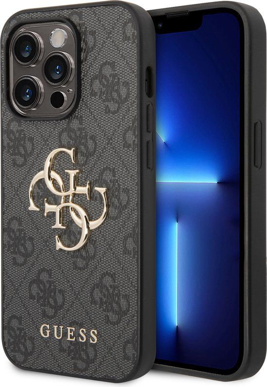 Guess 4G Metal Logo Backcover voor de Apple iPhone 14 Pro - Grijs