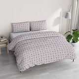 Italian Bed Linen Athena Dekbedovertrekset met Tas en Kussenslopen, Bedrukt, Donkerroze, Tweepersoonsbed