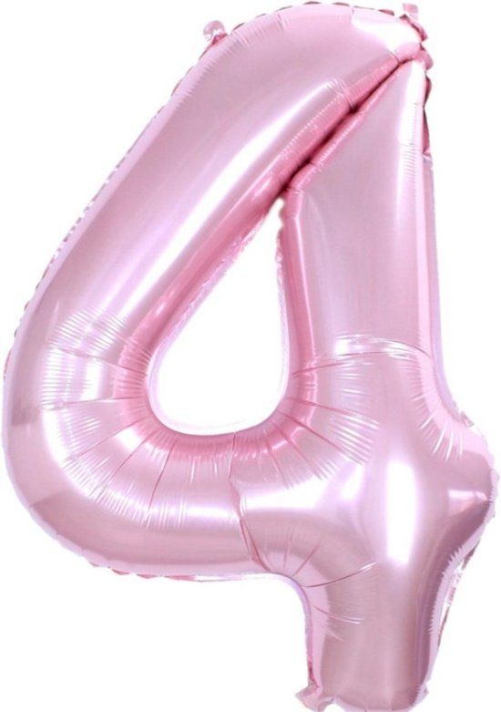 Roze Folie Ballon - Cijfer 4 - 36cm - Verjaardag