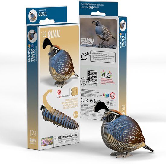 EUGY 3D Puzzel - Kwartel - Vogels - Duurzaam - Verzamel Ze Allemaal - 6 Jaar