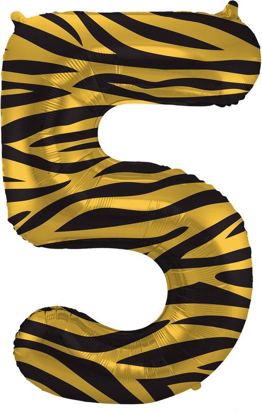 Folat Folieballon Cijfer 5 Tiger Chic - 86 cm