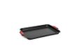Woll Bakplaat vierkant, 33 x 23 cm, met hittebestendige siliconen handgrepen tot 230 °C, Sans PFAS, tweelaagse antiaanbaklaag, gealuminiseerd staal, zwart