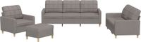 VidaXL 4-delige Loungeset met kussens stof taupe