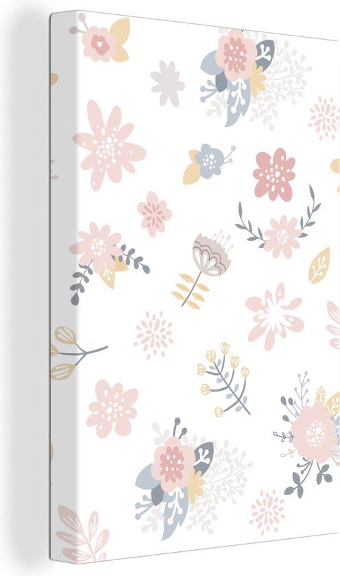 OneMillionCanvasses Canvas Schilderij 120x180 cm - Bloemen - Pastel Roze - Baby - Muurdecoratie