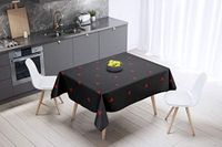 Bonamaison Tafelkleed, Anti-Mold, Sneldrogend, Waterdicht, 100% Polyester Tafellaken, rood Zwart, 140 x 140 Cm