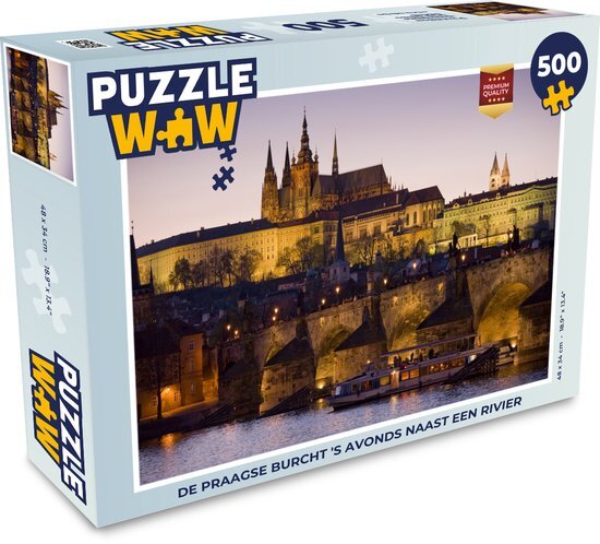 MuchoWow Puzzel Praagse Burcht - Rivier - Avond - Legpuzzel - Puzzel 500 stukjes