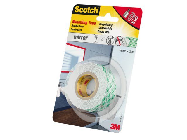Scotch Montagetape Mirror - 19 mm x 1.5 m - Blisterverpakking