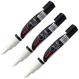 Faber-Castell uni-ball 205080 Raam- en krijtmarker, UNI CHALK PWE-3MS, 3 witte krijtmarkers, ronde punt 0,9-1,3 mm