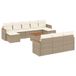 vidaXL 11-delige tuinmeubelset met sofa en kussens, beige, van polyrotan