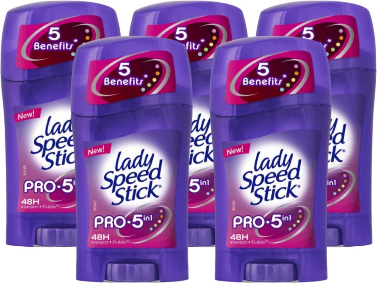 Lady Speed Stick Pro 5 in 1 Deodorant Vrouw - Anti-Transpirant Deodorant Stick met 48 Uur Zweetbescherming - Bestseller Uit Amerika - 5 Stuks