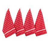 DII Katoenen badstof vensterpane theedoeken, 16 x 26 set van 4, machinewasbaar en ultra absorberende keuken bar handdoeken-rood geruit
