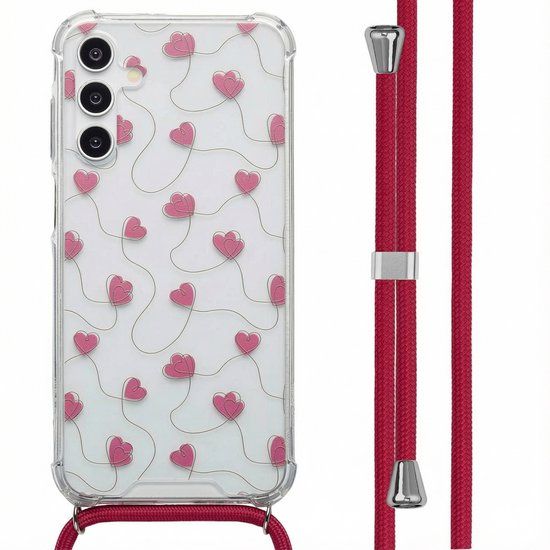 imoshion Hoesje - Geschikt voor Samsung Galaxy A15 (5G) - Design Hoesje met Koord - Dusty Rose Connected Hearts
