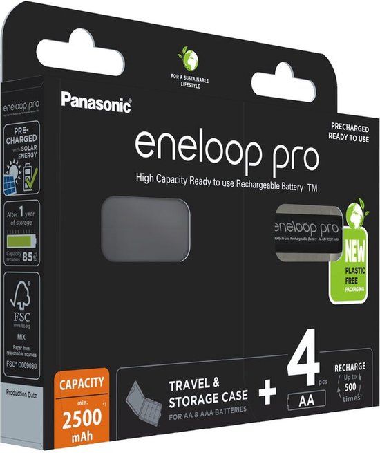 Panasonic Eneloop Pro AA 2500mAh - 4 stuks + doosje