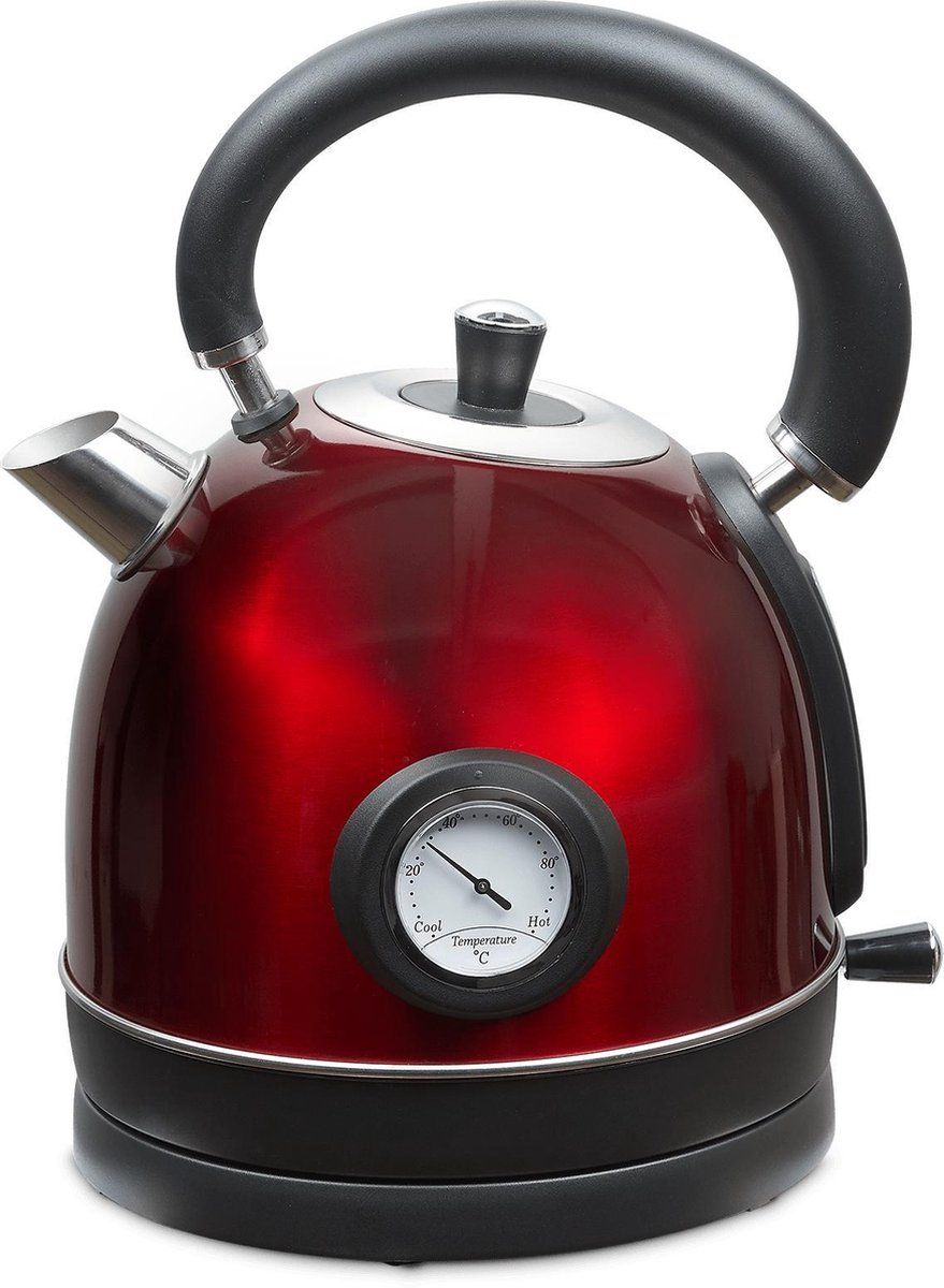 Merkloos / Sans marque MOA Waterkoker Retro - 1,8 Liter - Elektrische Waterkoker - BPA-vrij - Anti Calcium Filter - RVS - 2200W - Rood