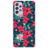 Samsung Bedrukt siliconen hoesje compatibel met Galaxy A52 Hibiscus Fuchsia