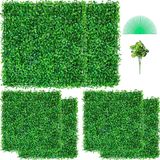 VEVOR Artificial Boxwood Panel UV 6pcs Boxwood Hedge Wall Panels, Artificial Grass Backdrop Wall 20" X 20" 4 cm Green Grass Wall, Fake Hedge for Decor Privacy Fence Indoor, Outdoor Garden Backyard