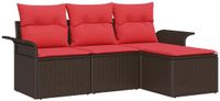 vidaXL Tuinbank Set 4-zits Bruin Polyrattan