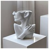 KatoonX Ceramic Head Face Flower Vase for Statue Home Decoration (Matte White)