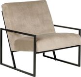 Beliani DELARY - Design Fauteuil - Taupe - Fluweel - Met armleuning