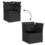 vidaXL 7-delige Loungeset met kussens, polyrattan, zwart