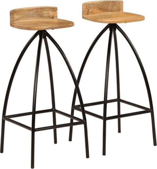 vidaXL Barkrukken - 2 stuks - massief mangohout