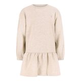 Like Flo Meisjes Jurk F608-5805 - Maat 116 - Katoen - Lange Mouw - Ronde Hals - Sweatjurk - Gemeleerd - Beige
