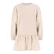 Like Flo Meisjes Jurk F608-5805 - Maat 116 - Katoen - Lange Mouw - Ronde Hals - Sweatjurk - Gemeleerd - Beige