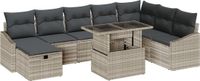 vidaXL Tuinbank Set 9-delig Polyrattan Lichtgrijs/Donkergrijs