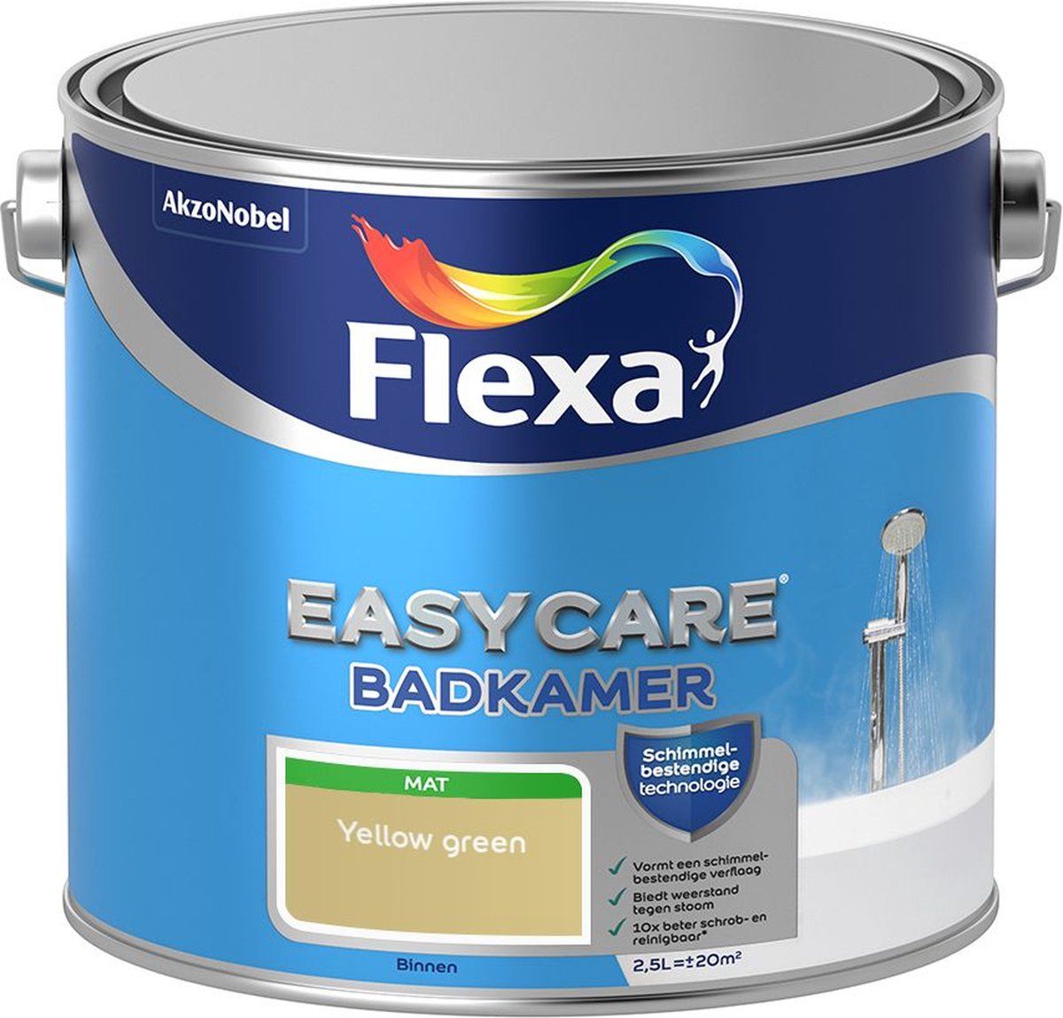 FLEXA Easycare Muurverf Mat Badkamer Yellow green - Kleur van het jaar 2006 2.5L